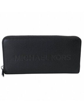 Michael Kors Cooper Black Leather Zip Around Phone Wallet